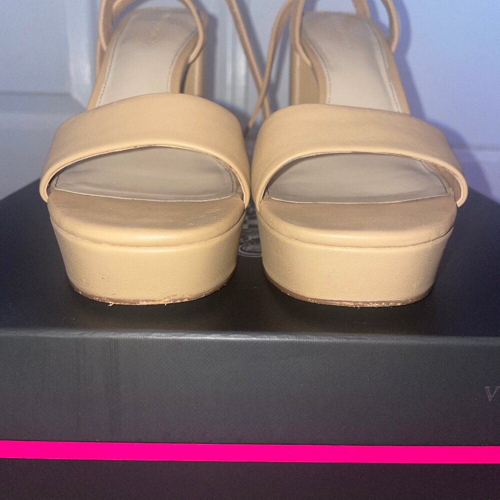 Vince Camuto Nude Tan Platform Block Heel Sandals - Picture 5 of 12